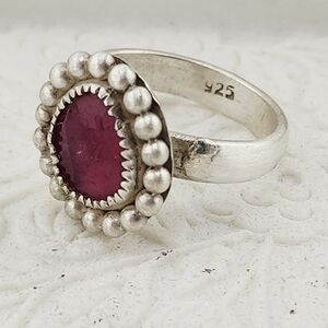PINK SAPPHIRE RING HANDMADE IN RECYCLED STERLING SILVER WITH EMBELLISMENT SZ 8